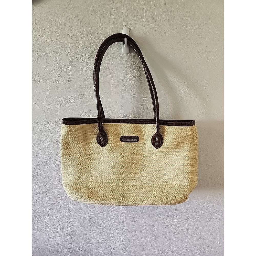 Jaclyn Smith Beige Woven Straw Purse Shoulder Bag Tote